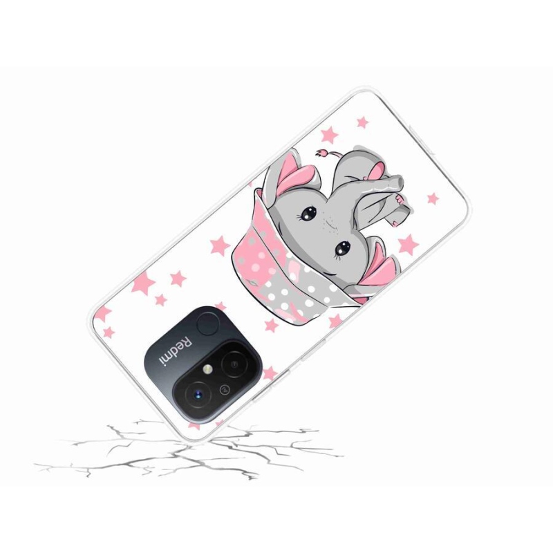 Gelový kryt mmCase na mobil Xiaomi Redmi 12C - růžový slon