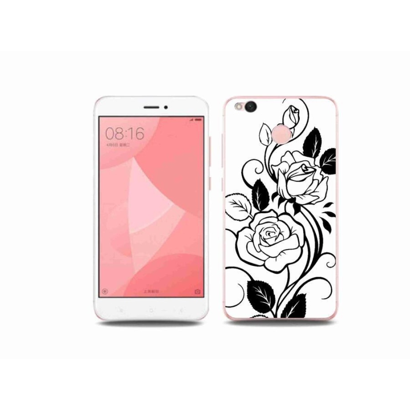 Gelový kryt mmCase na mobil Xiaomi Redmi 4X - černobílá růže