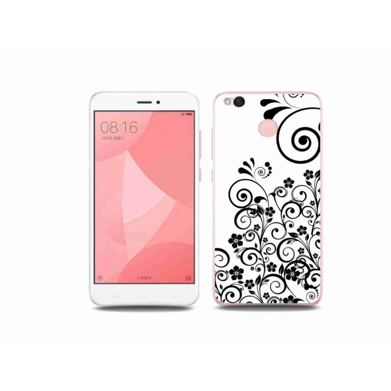 Gelový kryt mmCase na mobil Xiaomi Redmi 4X - černobílé květinové vzory