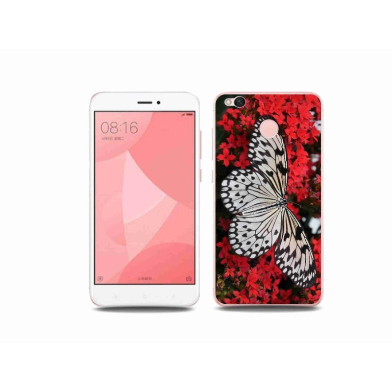 Gelový kryt mmCase na mobil Xiaomi Redmi 4X - černobílý motýl 1