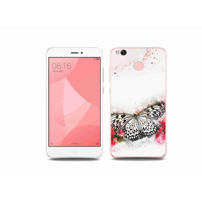 Gelový kryt mmCase na mobil Xiaomi Redmi 4X - černobílý motýl