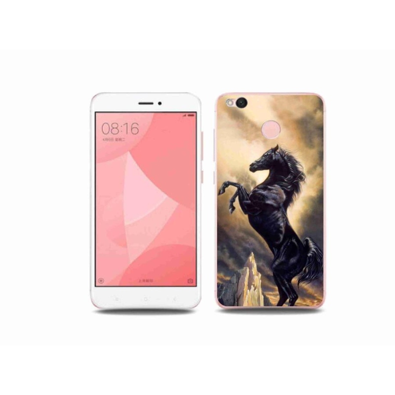 Gelový kryt mmCase na mobil Xiaomi Redmi 4X - černý kreslený kůň
