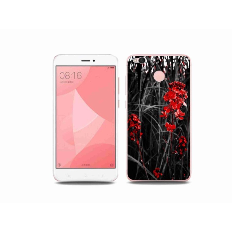 Gelový kryt mmCase na mobil Xiaomi Redmi 4X - červená rostlina