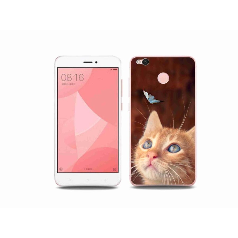 Gelový kryt mmCase na mobil Xiaomi Redmi 4X - motýl a kotě