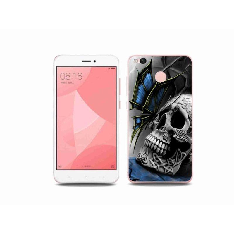 Gelový kryt mmCase na mobil Xiaomi Redmi 4X - motýl a lebka