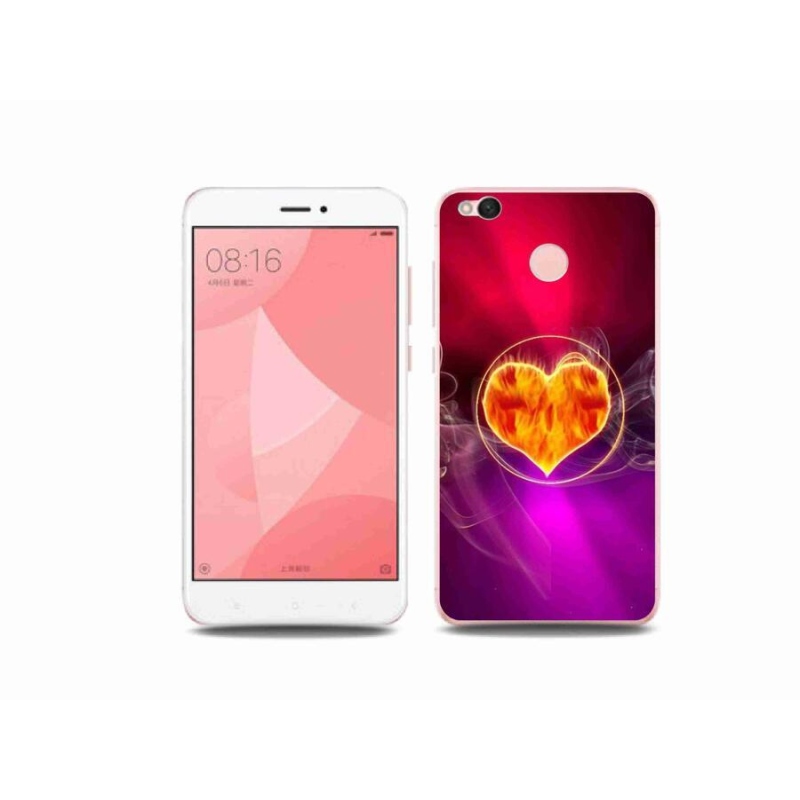 Gelový kryt mmCase na mobil Xiaomi Redmi 4X - ohnivé srdce