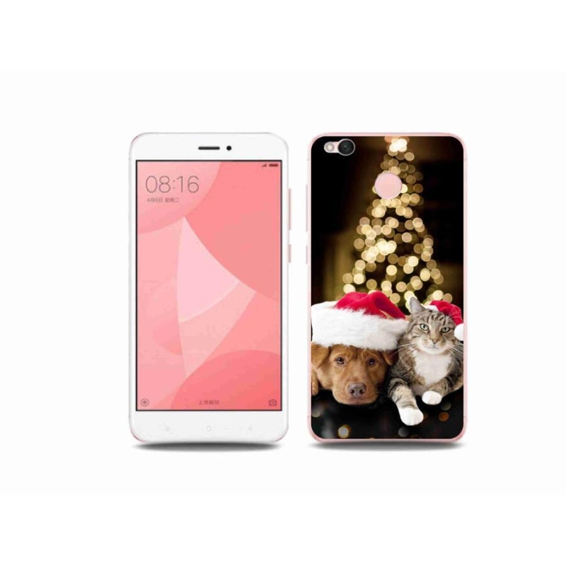 Gelový kryt mmCase na mobil Xiaomi Redmi 4X - vánoční pes a kočka