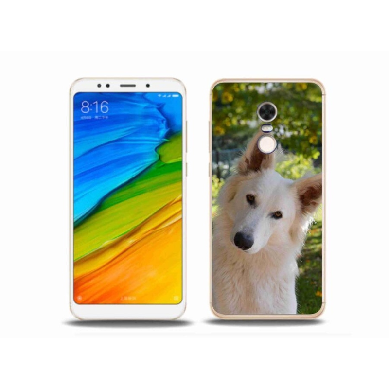 Gelový kryt mmCase na mobil Xiaomi Redmi 5 Plus - bílý švýcarský ovčák 1
