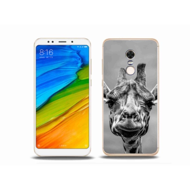 Gelový kryt mmCase na mobil Xiaomi Redmi 5 Plus - černobílá žirafa