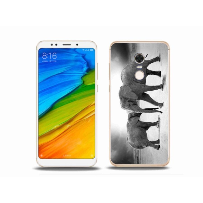 Gelový kryt mmCase na mobil Xiaomi Redmi 5 Plus - černobílí sloni
