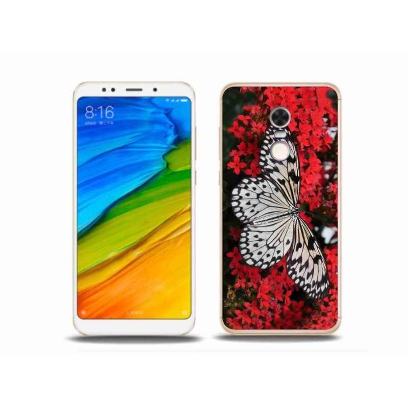 Gelový kryt mmCase na mobil Xiaomi Redmi 5 Plus - černobílý motýl 1