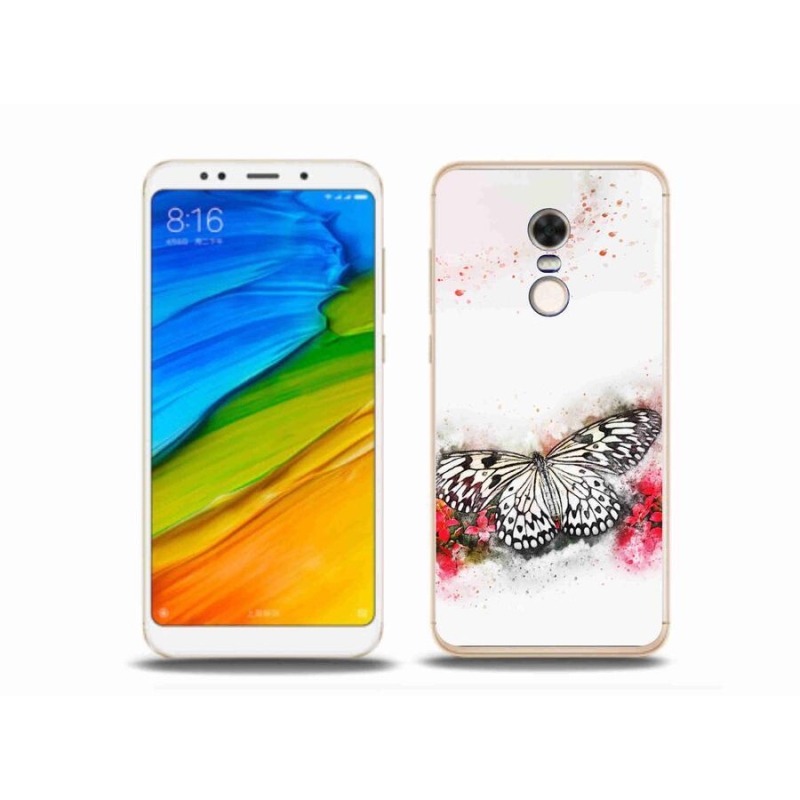 Gelový kryt mmCase na mobil Xiaomi Redmi 5 Plus - černobílý motýl