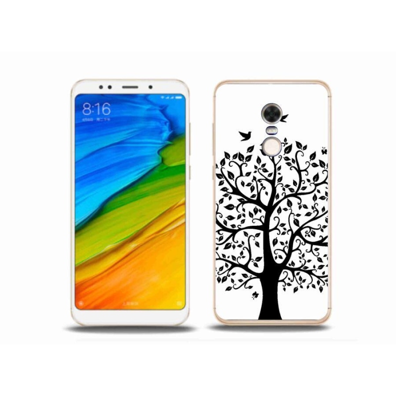 Gelový kryt mmCase na mobil Xiaomi Redmi 5 Plus - černobílý strom