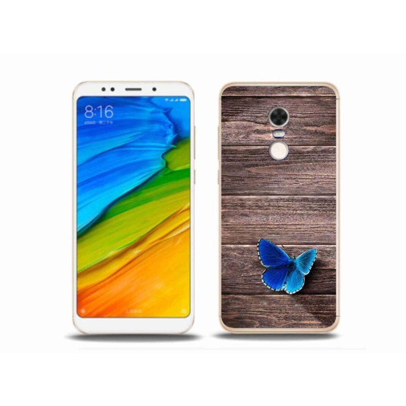 Gelový kryt mmCase na mobil Xiaomi Redmi 5 Plus - modrý motýl 1