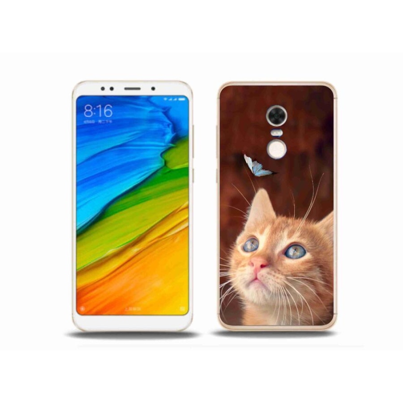 Gelový kryt mmCase na mobil Xiaomi Redmi 5 Plus - motýl a kotě