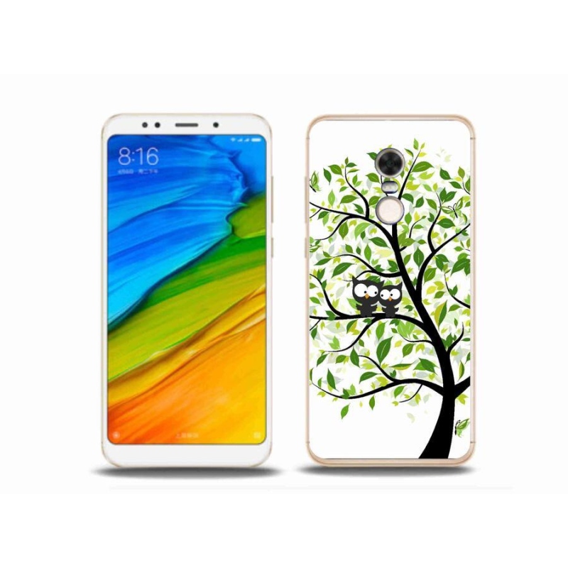 Gelový kryt mmCase na mobil Xiaomi Redmi 5 Plus - sovičky na stromě