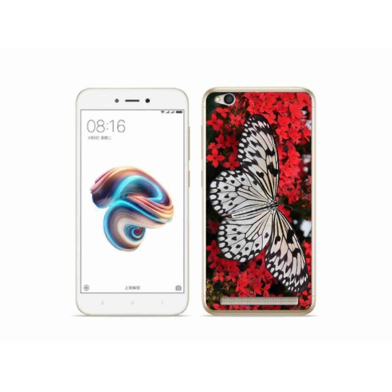 Gelový kryt mmCase na mobil Xiaomi Redmi 5A - černobílý motýl 1
