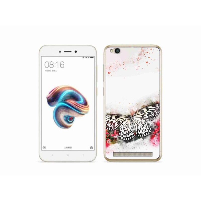 Gelový kryt mmCase na mobil Xiaomi Redmi 5A - černobílý motýl
