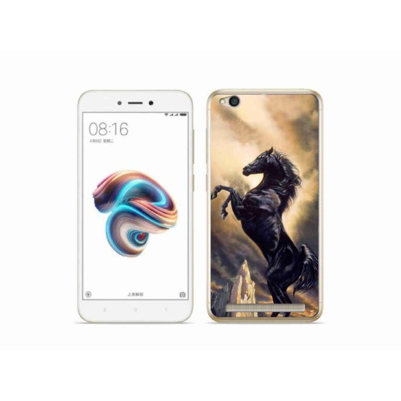 Gelový kryt mmCase na mobil Xiaomi Redmi 5A - černý kreslený kůň