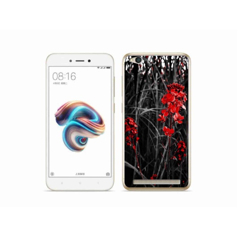 Gelový kryt mmCase na mobil Xiaomi Redmi 5A - červená rostlina