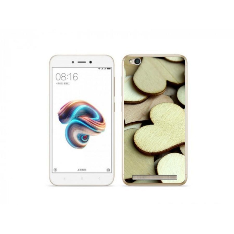 Gelový kryt mmCase na mobil Xiaomi Redmi 5A - dřevěná srdíčka