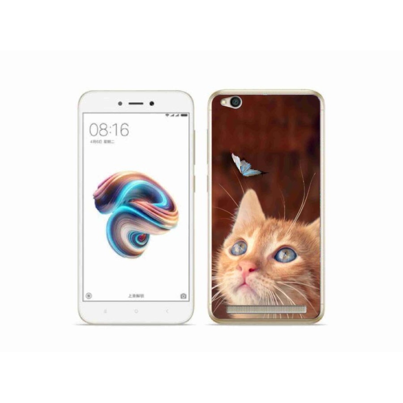 Gelový kryt mmCase na mobil Xiaomi Redmi 5A - motýl a kotě