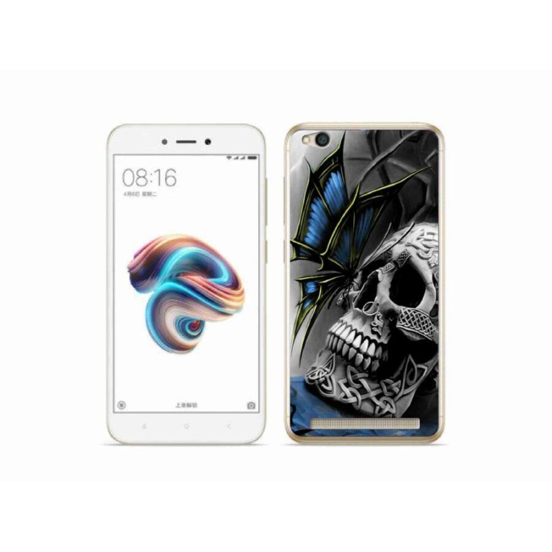 Gelový kryt mmCase na mobil Xiaomi Redmi 5A - motýl a lebka