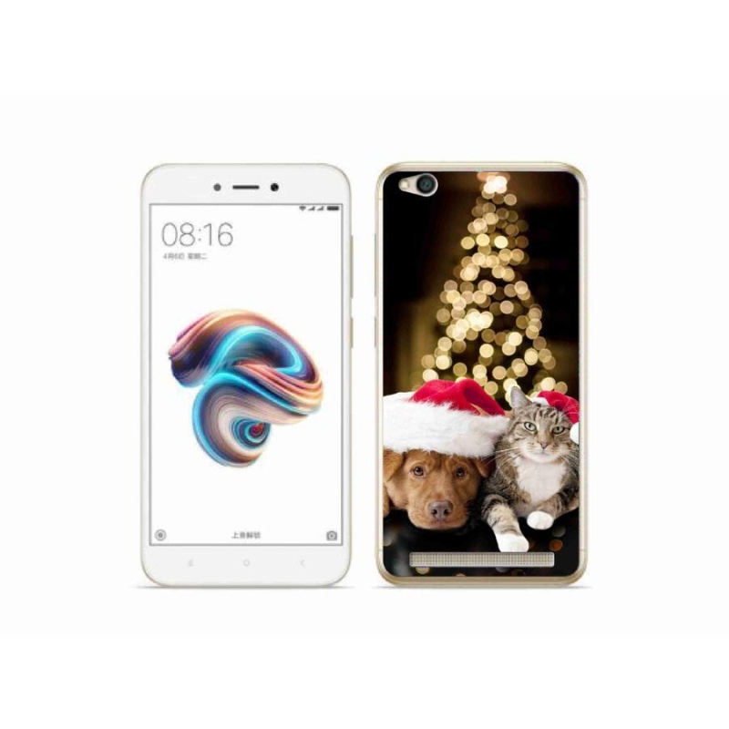 Gelový kryt mmCase na mobil Xiaomi Redmi 5A - vánoční pes a kočka