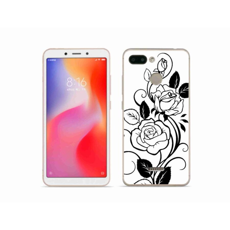 Gelový kryt mmCase na mobil Xiaomi Redmi 6 - černobílá růže