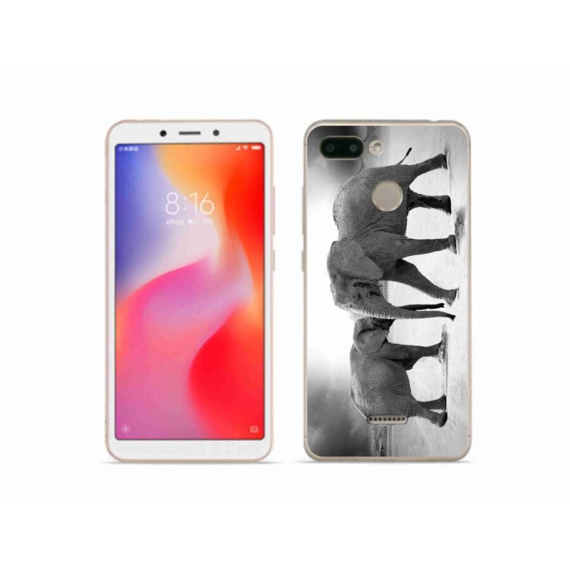 Gelový kryt mmCase na mobil Xiaomi Redmi 6 - černobílí sloni