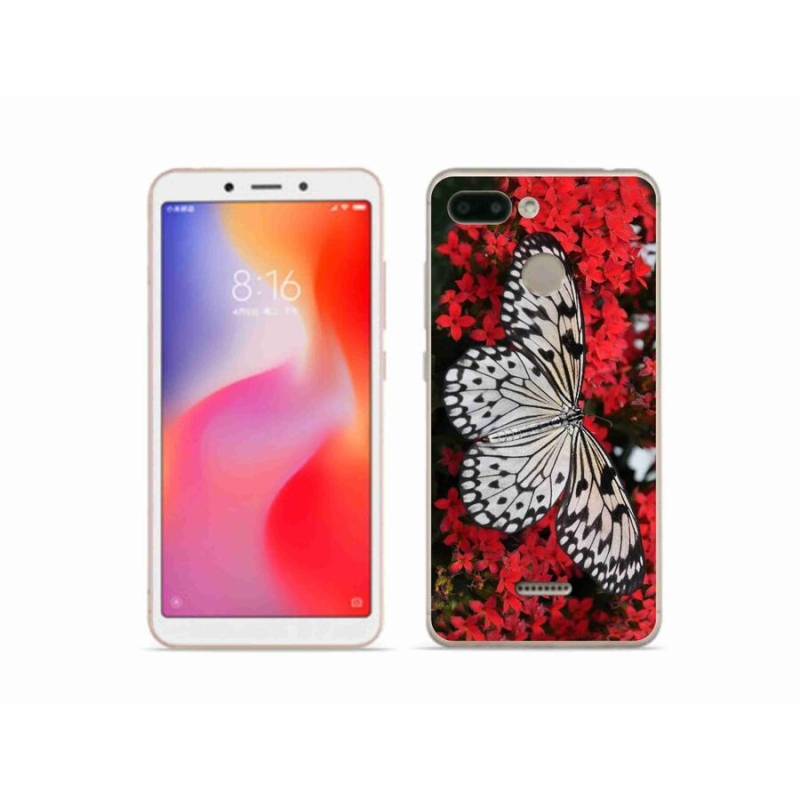 Gelový kryt mmCase na mobil Xiaomi Redmi 6 - černobílý motýl 1