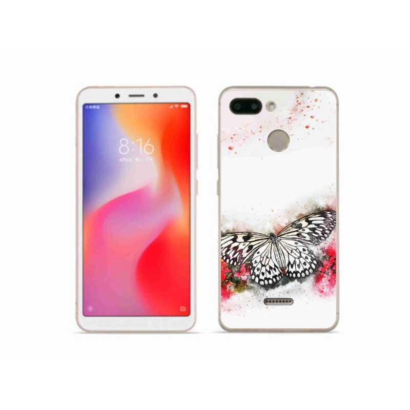 Gelový kryt mmCase na mobil Xiaomi Redmi 6 - černobílý motýl