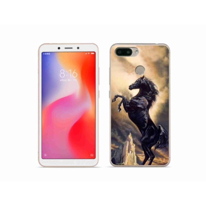 Gelový kryt mmCase na mobil Xiaomi Redmi 6 - černý kreslený kůň