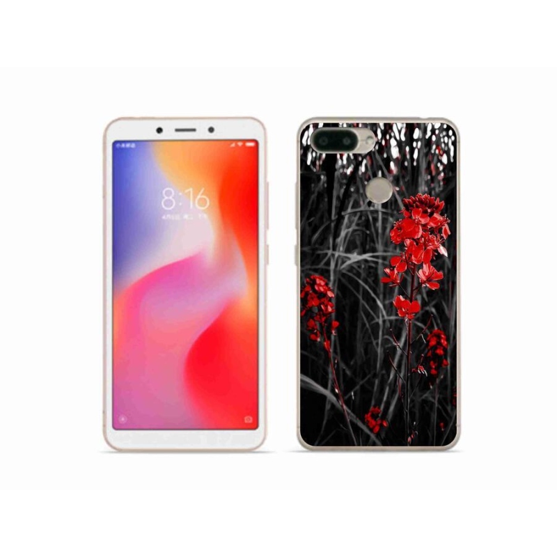 Gelový kryt mmCase na mobil Xiaomi Redmi 6 - červená rostlina