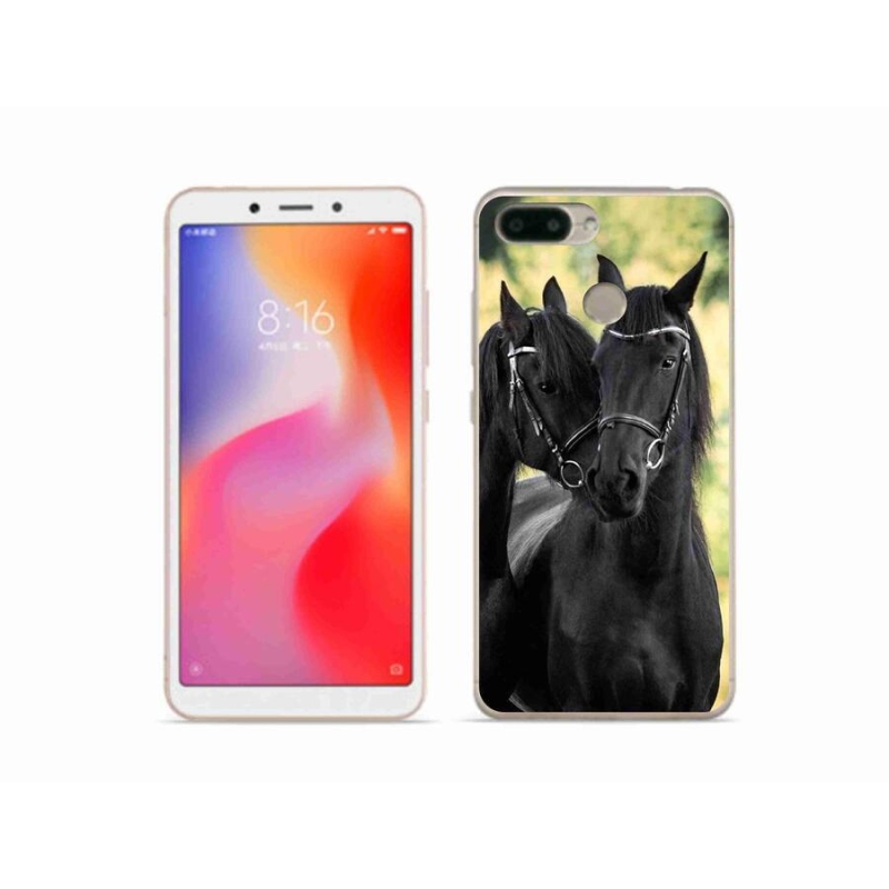 Gelový kryt mmCase na mobil Xiaomi Redmi 6 - dva černí koně
