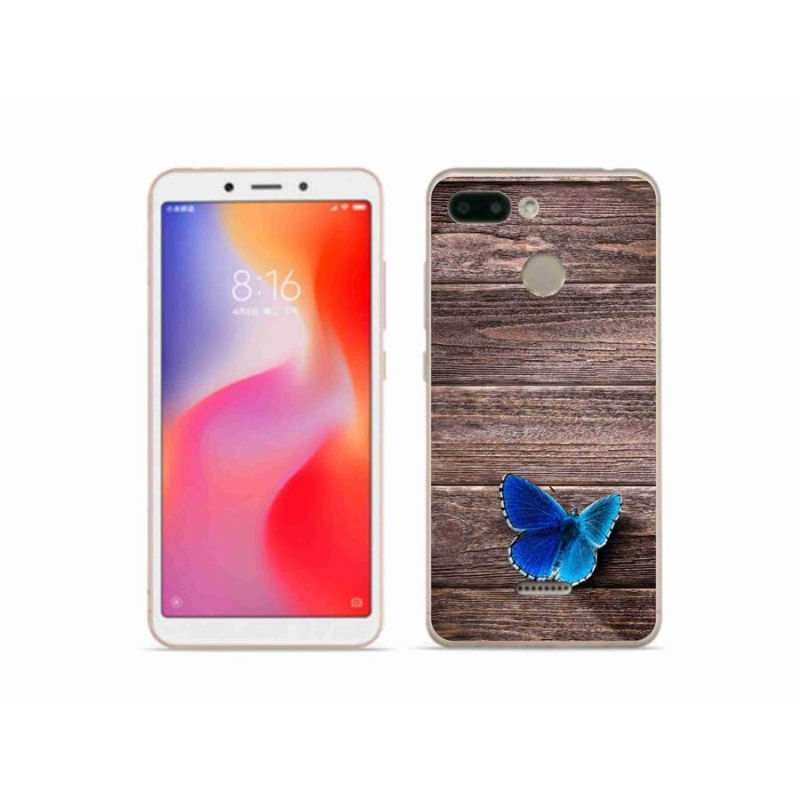 Gelový kryt mmCase na mobil Xiaomi Redmi 6 - modrý motýl 1