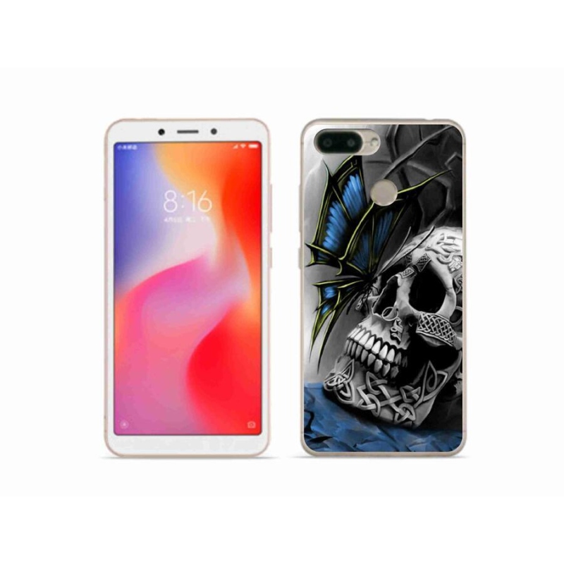 Gelový kryt mmCase na mobil Xiaomi Redmi 6 - motýl a lebka