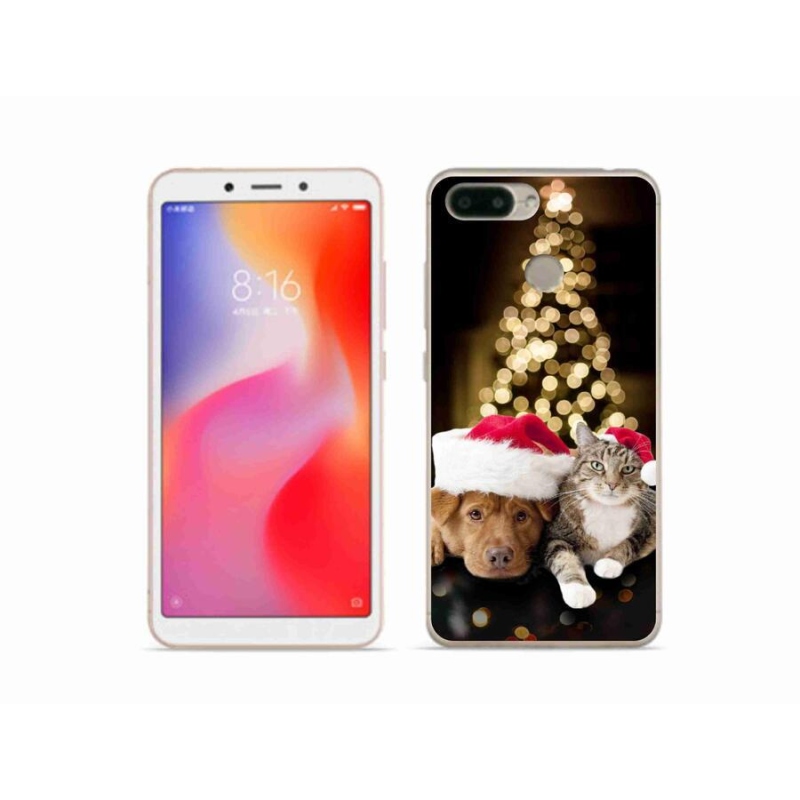 Gelový kryt mmCase na mobil Xiaomi Redmi 6 - vánoční pes a kočka