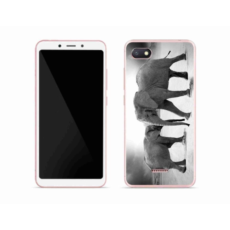 Gelový kryt mmCase na mobil Xiaomi Redmi 6A - černobílí sloni