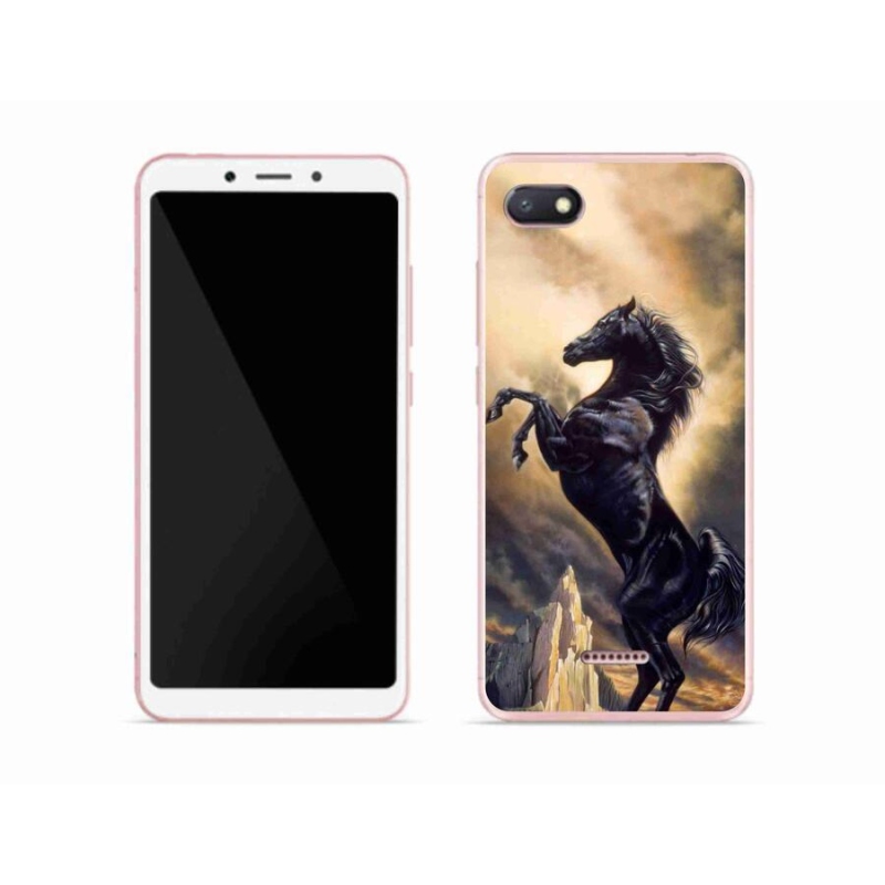 Gelový kryt mmCase na mobil Xiaomi Redmi 6A - černý kreslený kůň