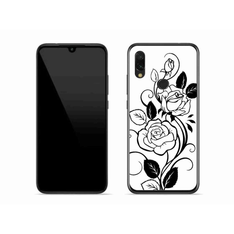 Gelový kryt mmCase na mobil Xiaomi Redmi 7 - černobílá růže