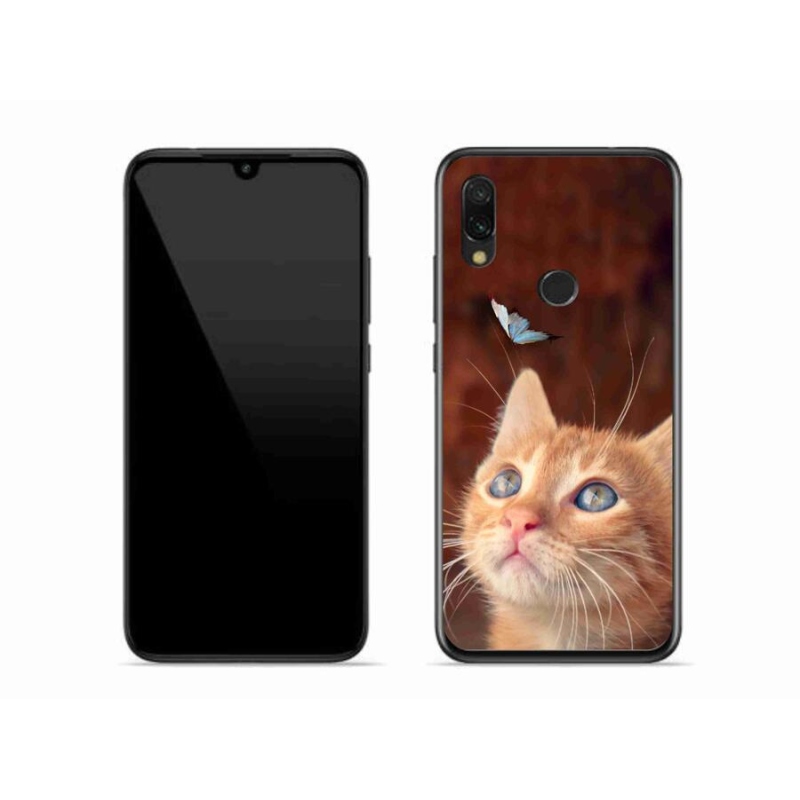 Gelový kryt mmCase na mobil Xiaomi Redmi 7 - motýl a kotě