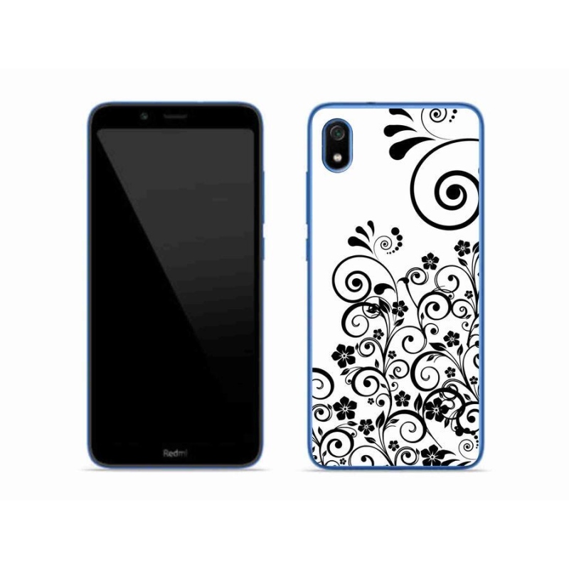 Gelový kryt mmCase na mobil Xiaomi Redmi 7A - černobílé květinové vzory