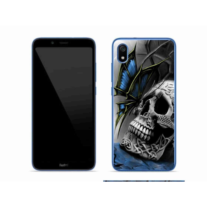 Gelový kryt mmCase na mobil Xiaomi Redmi 7A - motýl a lebka