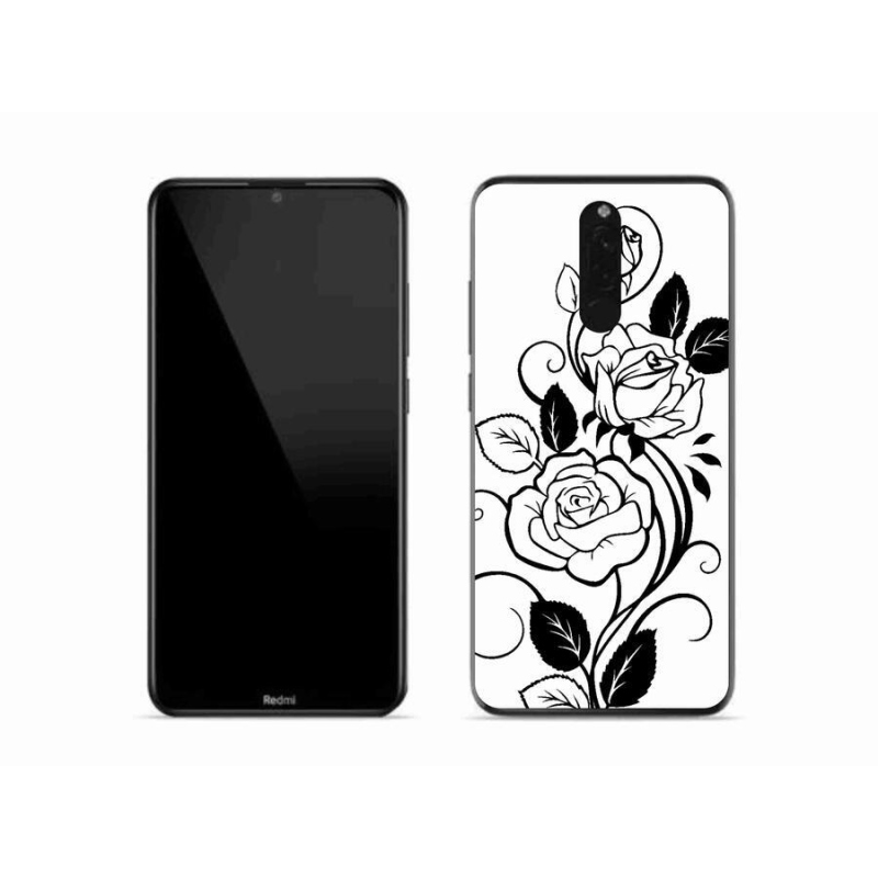 Gelový kryt mmCase na mobil Xiaomi Redmi 8 - černobílá růže