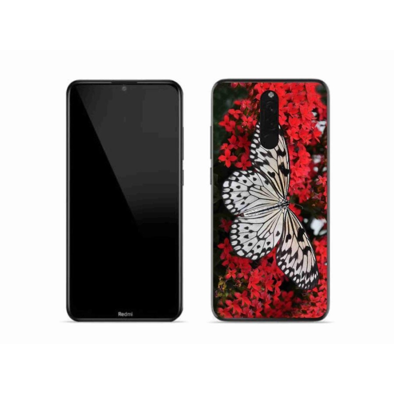 Gelový kryt mmCase na mobil Xiaomi Redmi 8 - černobílý motýl 1