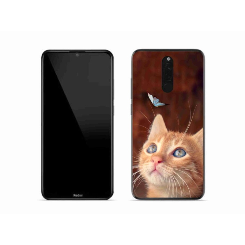 Gelový kryt mmCase na mobil Xiaomi Redmi 8 - motýl a kotě