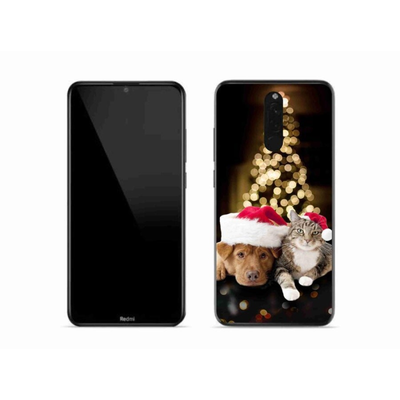 Gelový kryt mmCase na mobil Xiaomi Redmi 8 - vánoční pes a kočka