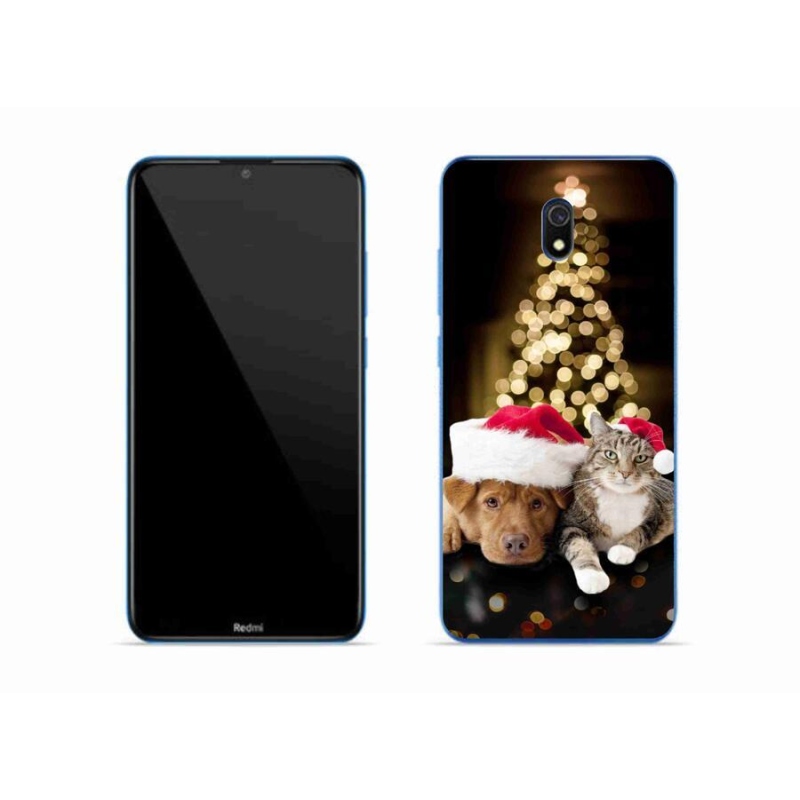 Gelový kryt mmCase na mobil Xiaomi Redmi 8A - vánoční pes a kočka