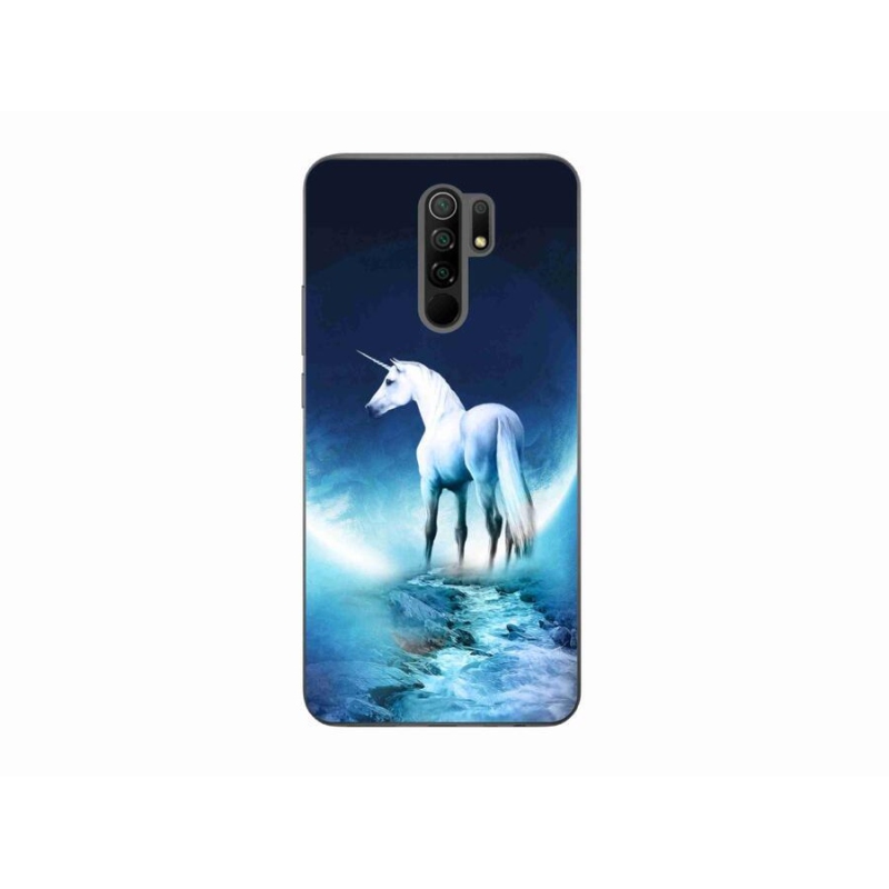 Gelový kryt mmCase na mobil Xiaomi Redmi 9 - bílý jednorožec